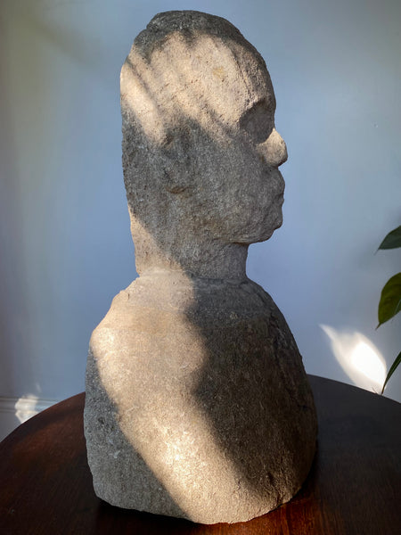Antique 19th Century Carved Stone Figural Folk Art Possibly A Grave Marker