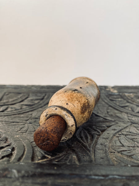 Rare Antique Early Leather Tinctures Phial Or Potions Bottle - Source Vintage