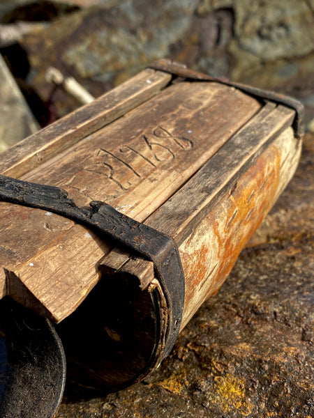 Vintage 1930’s Folk Art Shed Made Bait Box Made From Birch Bark Dated 1938 & Initialled