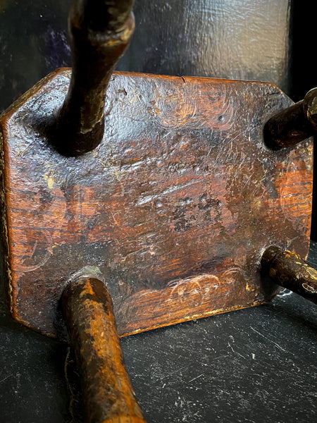 Antique Late 18th Century Candle Stool With Collection Of Strange Vernacular Markings