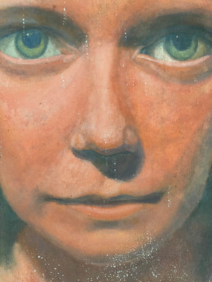 *RESERVED* Vintage Oil On Canvas Portrait Art School Painting