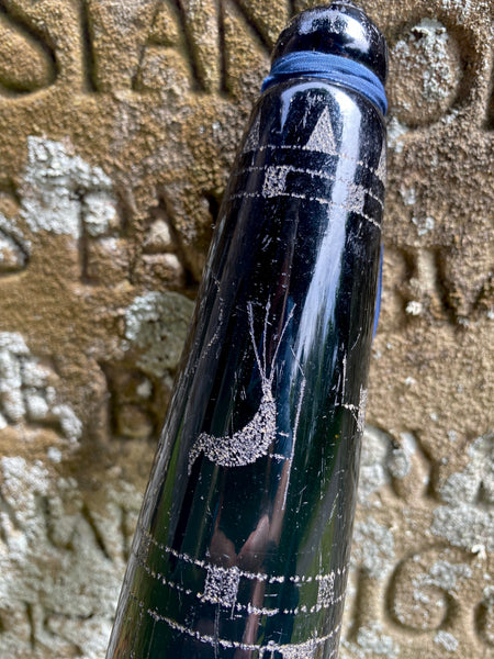 Rare 19th Century Folk Art Glass Rolling Pin Profusely Stippled With Name, Date & Various Seafaring Imagery