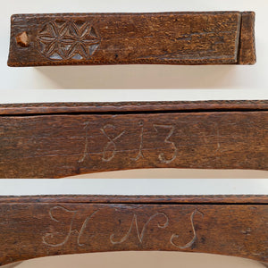 Early Antique Carved Treen Pen Or Pencil Box. Possibly Swedish In Origin Initialled & Dated 1813