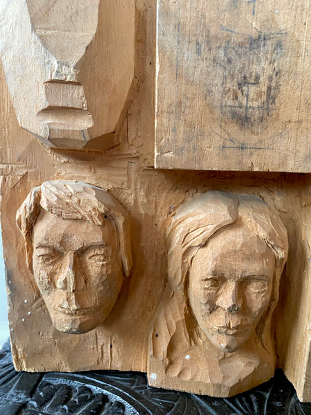 Vintage Woodcarving Practice Piece Or Study Block For Learning Facial Sculpting
