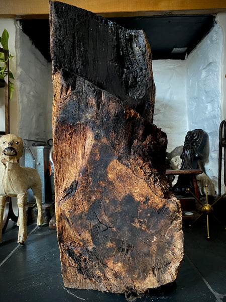 Rare Salvaged Antique 17th Century Solid Oak Inglenook Beam End With Apotropaic Taper Burn - Source Vintage