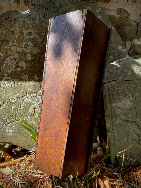 Early 20th Century Folk Art Coffin Shaped Collection Box Dated 1939
