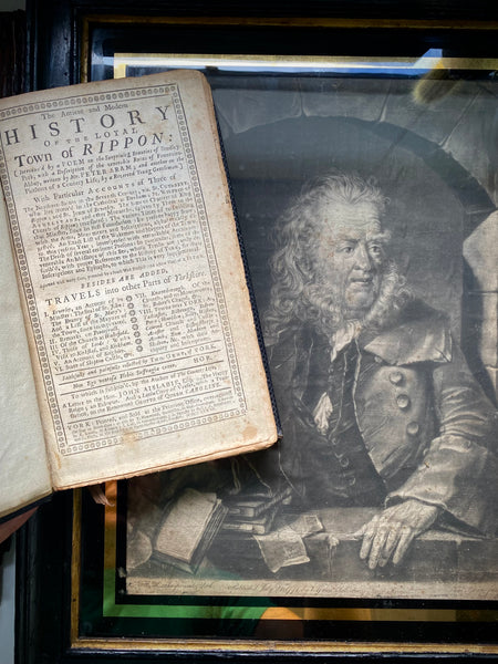 Rare Pairing Of 18th Century Portrait Of Thomas Gent (1693–1778) & Original Copy Of Of His Book, ‘The History of Rippon (1777)’ - Source Vintage