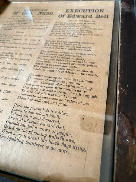 Very Rare Framed Antique 19th Century Broadside For The Execution Of George Nunn - Source Vintage