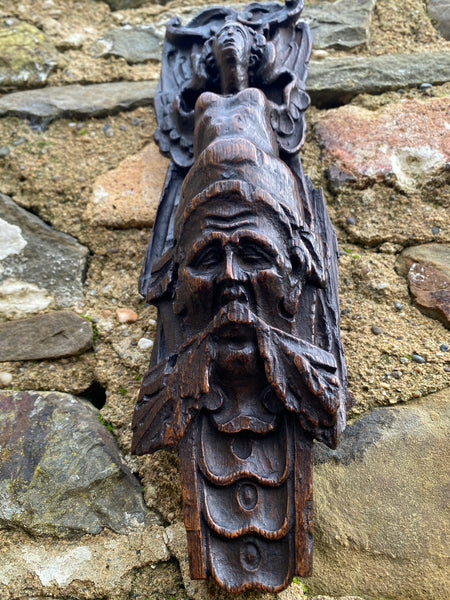 Stunning 17th-18th Century Carved Oak Figural Caryatid - Source Vintage