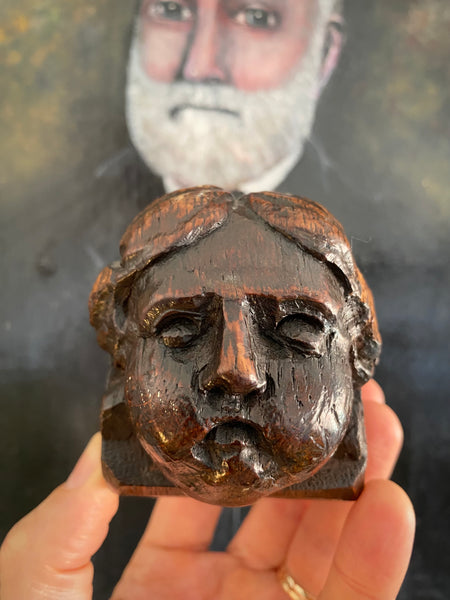 Antique 16th-17th Century Oak Figural Carving