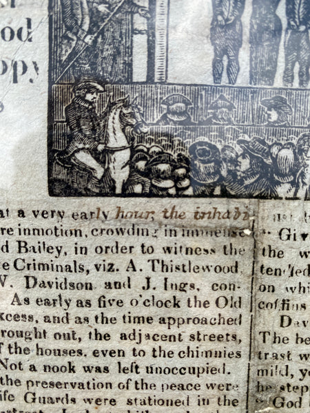 Rare Antique 19th Century Execution Broadside For The Execution Of Arthur Thistlewood and the Cato Street conspirators 1820