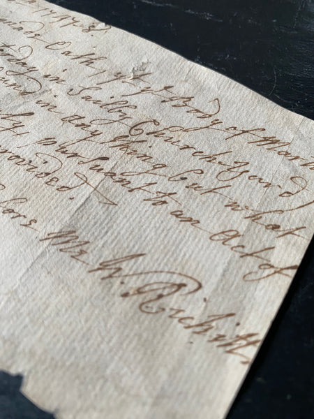 Rare Antique 18th Century Handwritten Sworn Statement Concerning The Body Of A Martin Mackinson & The Burying In Woollen Act