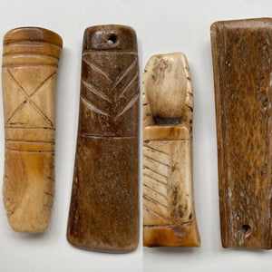 Pair 18th Century Folk Art Bone Implements With Protective Markings