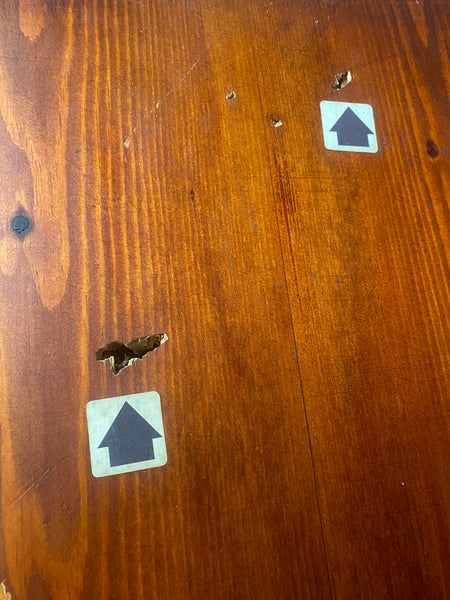 A Door Panel With Bullet Holes & Police Forensic Evidence Markers Recovered From A Crime Scene - Source Vintage