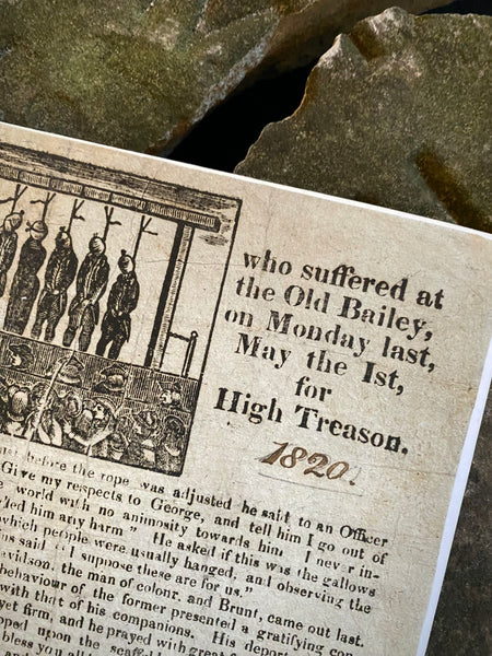 Rare Antique 19th Century Execution Broadside For The Execution Of Arthur Thistlewood and the Cato Street conspirators 1820 - Source Vintage