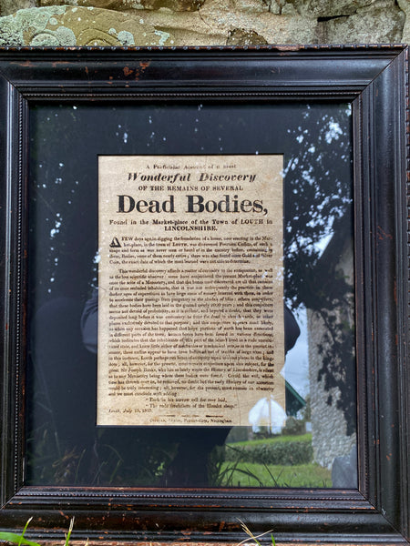 Rare Framed 1823 Broadside – Discovery of Human Remains in Louth Marketplace - Source Vintage
