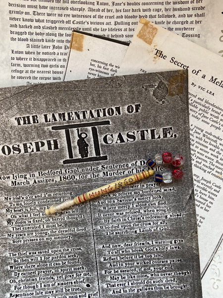 Extremely Rare Antique 19th Century Public Execution Souvenir Bobbin With Associated Documentation - Source Vintage