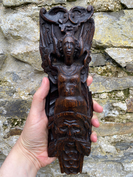 Stunning 17th-18th Century Carved Oak Figural Caryatid - Source Vintage