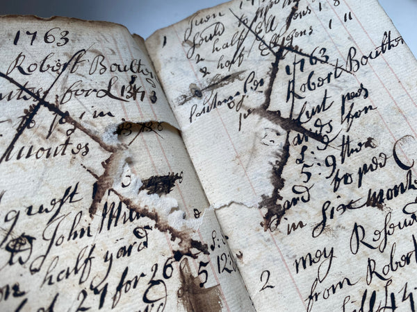 Very Interesting Antique Early 18th Century Ledger With A Dark Past - Source Vintage