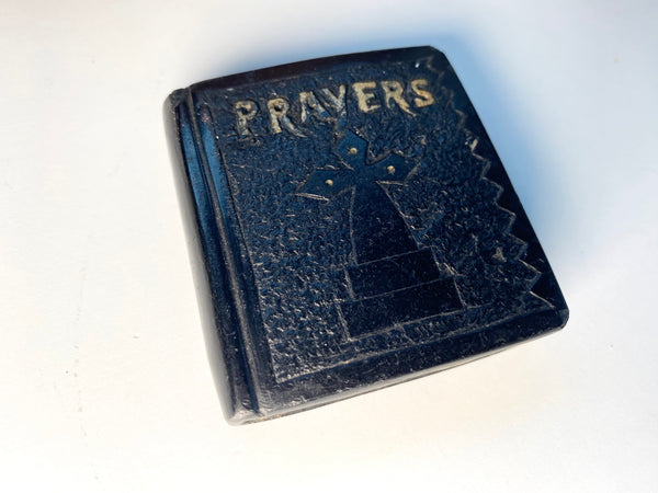 Antique 19th Century Cannel Carved Coal Miner Folk Art In Form Of A Bible Initialled A.P - Source Vintage