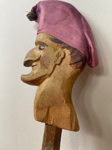 Early 20th Century Hand Carved & Painted Folk Art Wooden Marotte With Interesting Story - Source Vintage