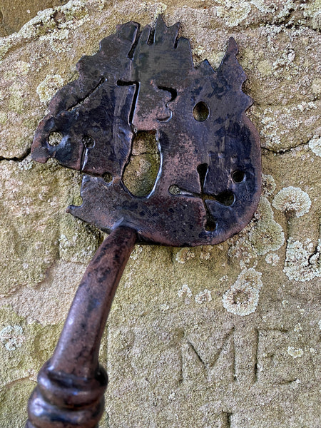 Rare 18th Century Door Handle Dated 1730, Initialled, With Protection Marks - Source Vintage