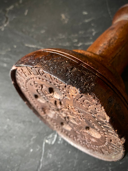 Rare Large Antique Late 17th - Early 18th Century Carved Walnut Ecclesiastical Stamp - Source Vintage