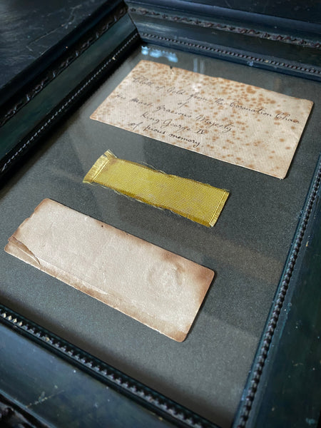 Antique 19th Century Envelope Enclosing A Piece Of “Cloth Of Gold From The Coronation Chair Of His Most Gracious Majesty King George IV”