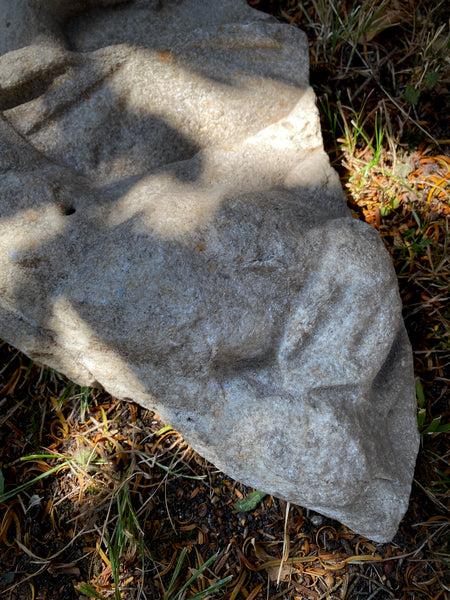 Antique Architectural Ecclesiastical Carved Stone Fragment Depicting Cherub/Angel Standing Over Fallen Figure, Possibly Lucifer