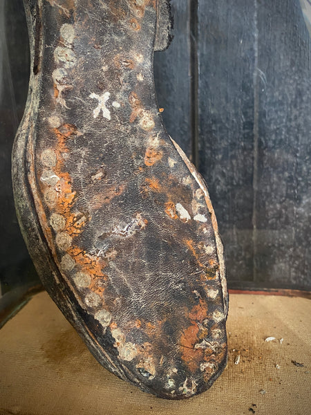 A Curious Antique 19th Century Child’s Shipwreck Shoe In Period Glass Display Dome - Source Vintage