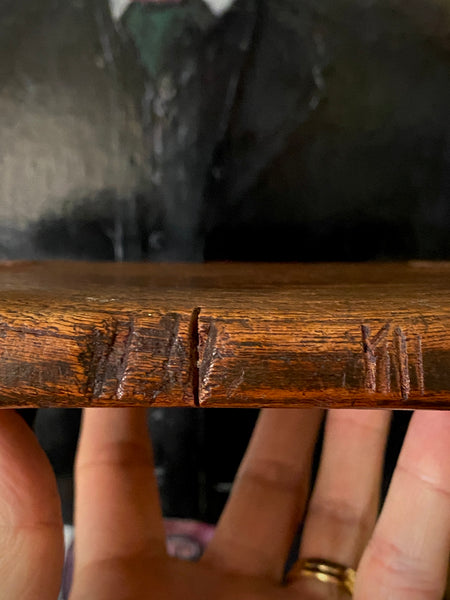 Antique Late 18th Century Candle Stool With Collection Of Strange Vernacular Markings