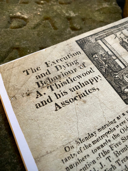 Rare Antique 19th Century Execution Broadside For The Execution Of Arthur Thistlewood and the Cato Street conspirators 1820 - Source Vintage