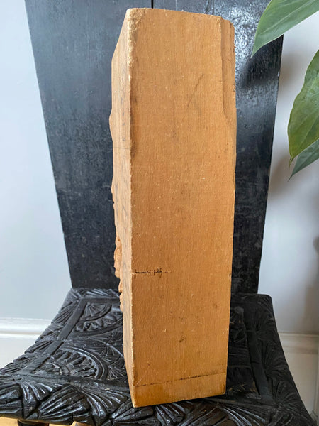Vintage Woodcarving Practice Piece Or Study Block For Learning Facial Sculpting