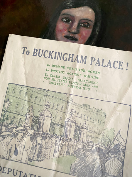 Rare Antique Original 1914 Suffragette Double Sided Flyer – Emmeline Pankhurst’s Deputation to Buckingham Palace - Source Vintage