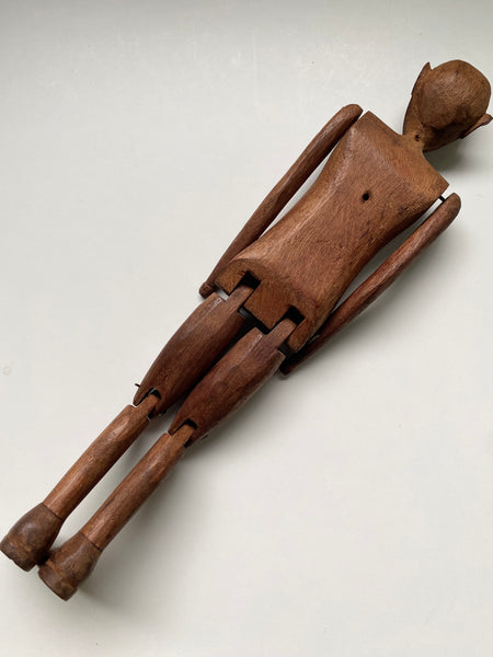 Well Made Vintage Wooden Folk Art Articulated Figure - Source Vintage