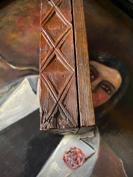Antique 18th Century Danish Folk Art Wooden Box Profusely Carved With Names, Initials & Date Of 1786 - Source Vintage