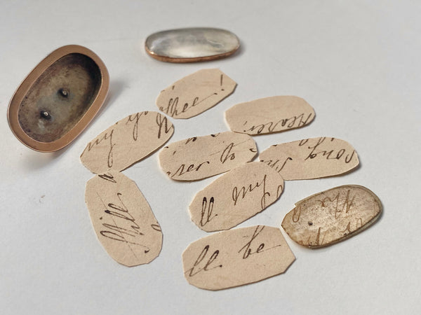 Unusual 19th Century Brooch Containing Period Miniature Paper Handwritten Notes - Source Vintage