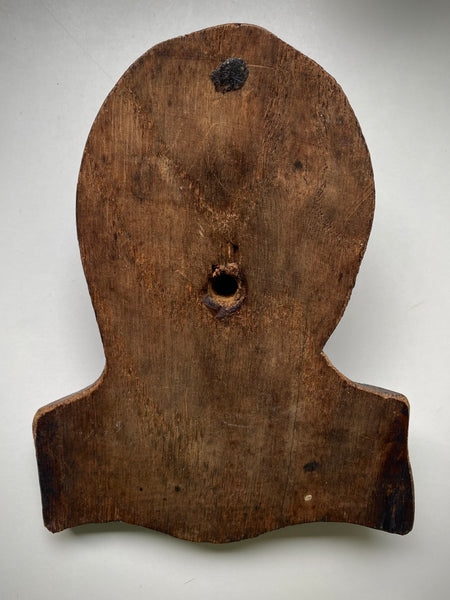 Antique 18th-19th Century Folk Art Carved Wooden Face Of A Woman