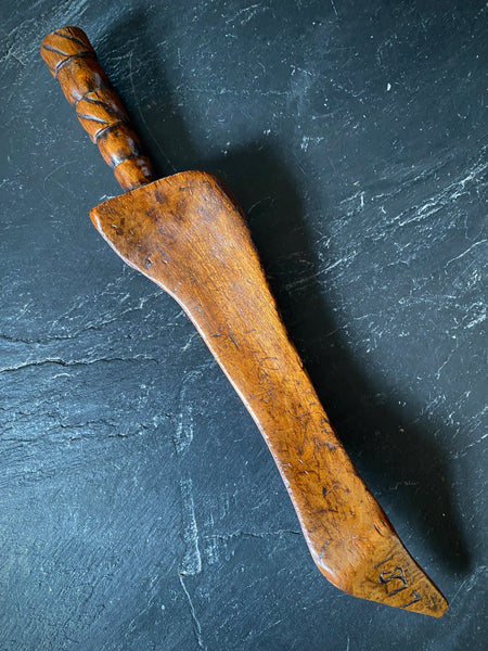 Antique 19th Century Treen Folk Art Knitting Sheath Initialled AH CB & Dated 1877 - Source Vintage