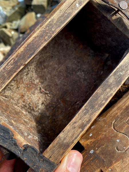 Vintage 1930’s Folk Art Shed Made Bait Box Made From Birch Bark Dated 1938 & Initialled