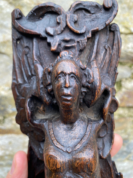 Stunning 17th-18th Century Carved Oak Figural Caryatid - Source Vintage