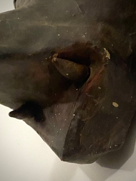 Disturbing Antique Early 20th Century Primitively Made Leather Elephant Mask - Source Vintage