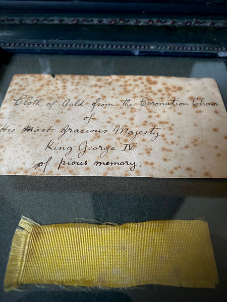 Antique 19th Century Envelope Enclosing A Piece Of “Cloth Of Gold From The Coronation Chair Of His Most Gracious Majesty King George IV”