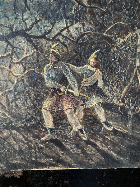 Mysterious Antique Watercolour Painting Depicting Witches In A Forest, Circa Late 19th To Early 20th Century
