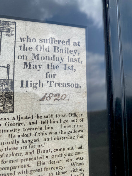 Rare Antique 19th Century Execution Broadside For The Execution Of Arthur Thistlewood and the Cato Street conspirators 1820