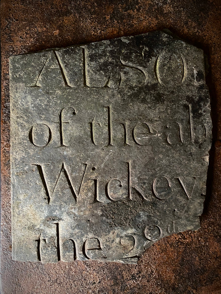 Rare Antique 18th Century Slate Gravestone Fragment ‘Wickey’ - Source Vintage