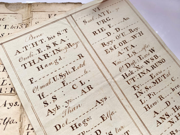 A Curious Manuscript Circa Early 18th Century Gravestone Epitaph Puzzle - Source Vintage
