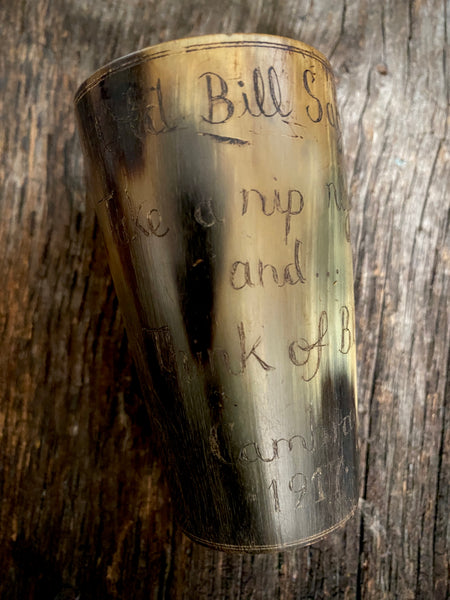 Rare Antique World War 1 Folk Art Horn Beaker ‘Old Bill’ Cambrai 1917