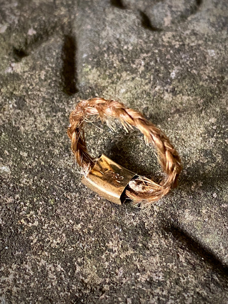 Antique 19th Century Mourning Hair Ring With Gold Name Plate Initialled & Dated 1832 - Source Vintage
