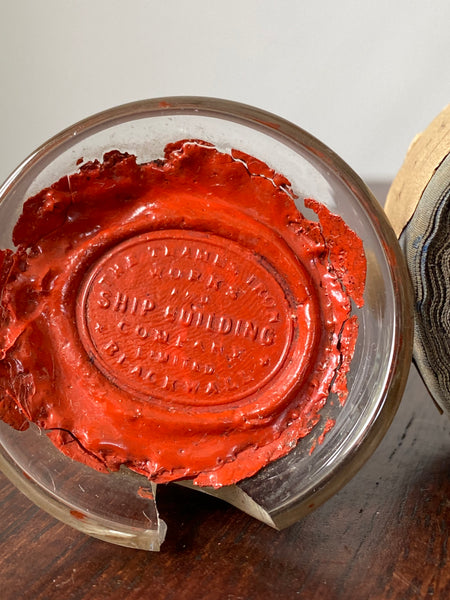 Lot Of 3 Rare Antique 19th Century Glass Ship Launch Bottle Neck Shards With Ship Builder Wax Seals & Handwritten Labels